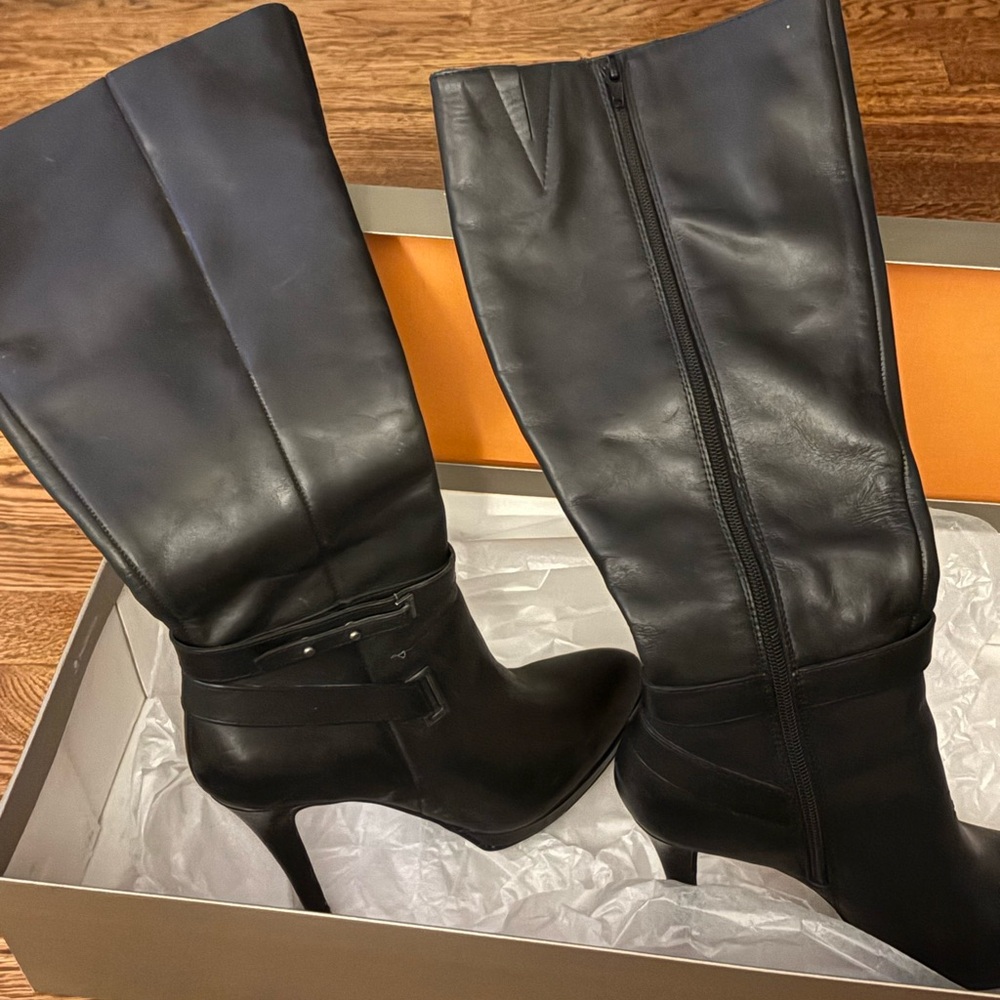 Black Leather Knee-High Boots